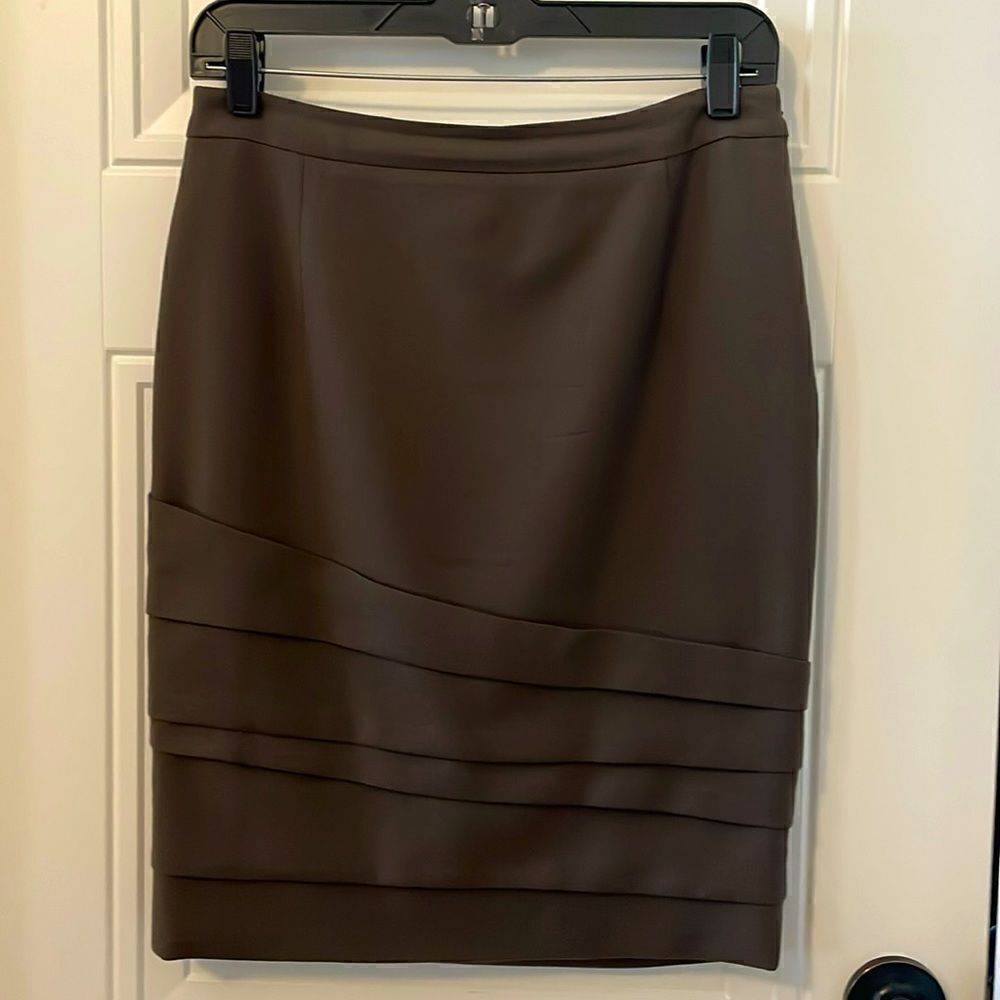 Per Se Brown Wool Pencil Skirt